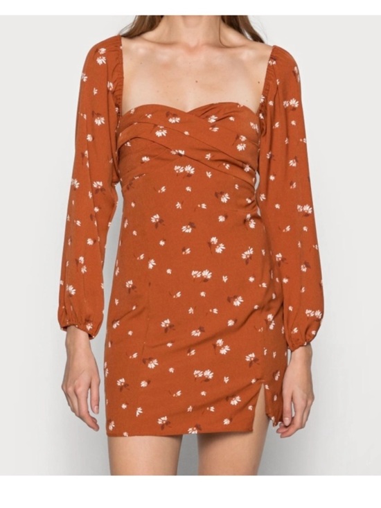 Abercrombie & Fitch Dresses & Skirts - Abercrombie & Fitch Long Sleeve Draped Bodice Mini Dress Large Orange Spice